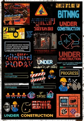 visual elements on the theme of 'under construction'